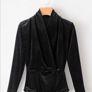 Black velvet cocktail bodysuit